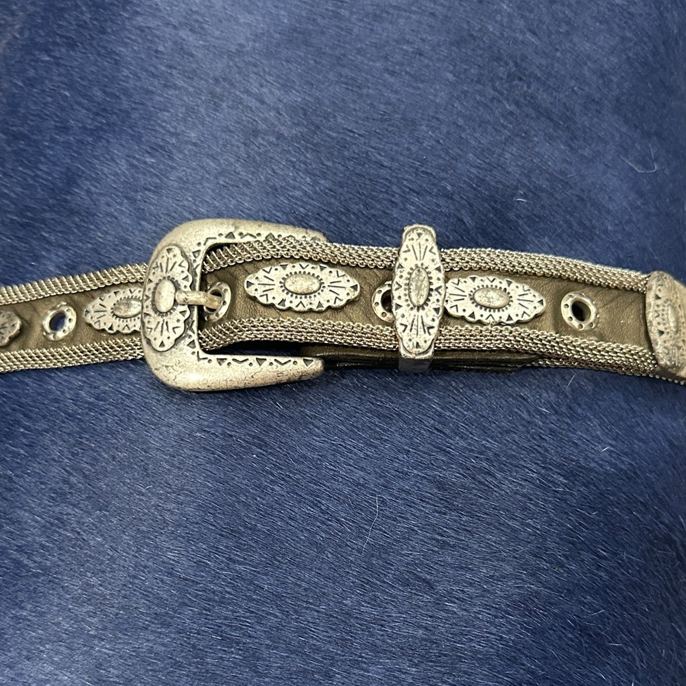 Sand Castle USA Silver and Leather Embellished Belt